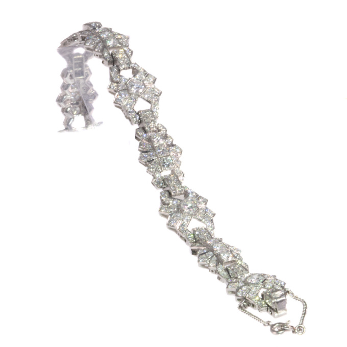 Vintage platinum diamond bracelet Art Deco style made in the Fifties by Artista Desconhecido
