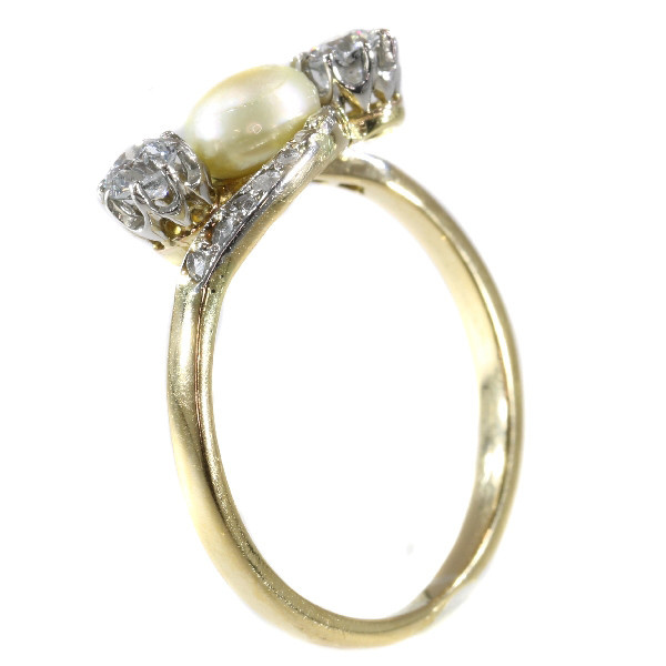 Vintage Belle Epoque diamond and pearl ring by Unknown artist