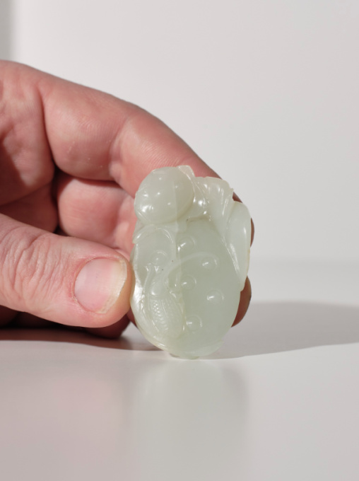 A white jade ‘Lotus Seedpod and Bug’ carving, Qing dynasty, 18th century by Artiste Inconnu