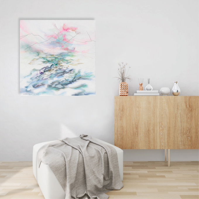 #550 80 x 80 cm | gemengde techniek op linnen by Charlot Terhaar sive Droste