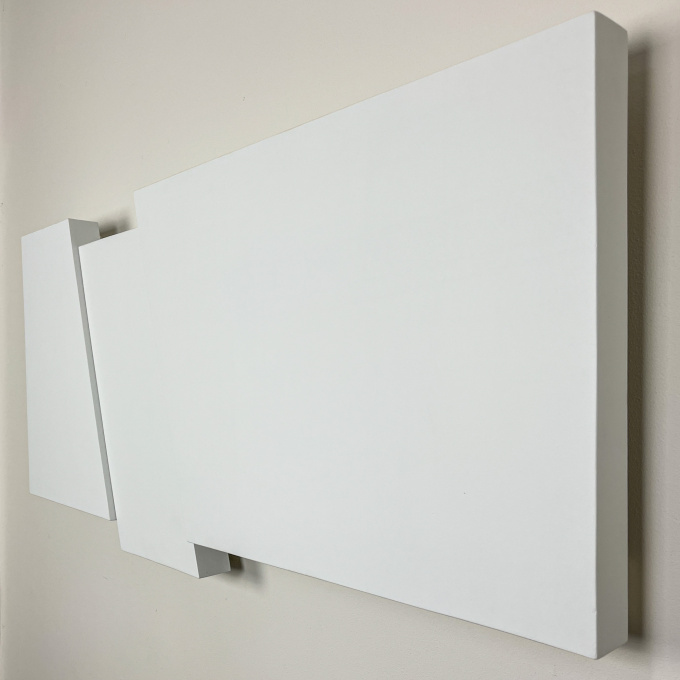 “Relief in white no. 63”, 1981 – painted wood and multiplex by Lars-Erik Falk