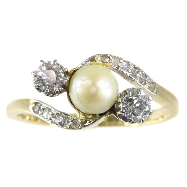 Vintage Belle Epoque diamond and pearl ring by Unknown artist