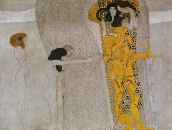 Beethoven frieze, Panel I: Longing for Happiness, 1902