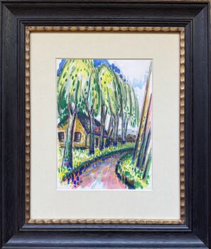 Landweg met boerderij in Groningen by Simon Steenmeijer