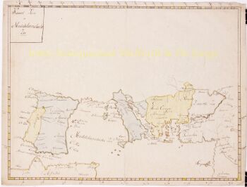 Manuscript map Mediterranean 19th century by Artista Desconhecido