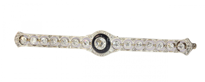 Vintage Art Deco diamond and onyx bar brooch by Artiste Inconnu