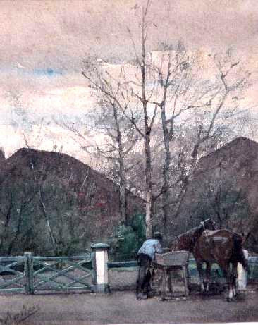 Paard bij voederbak by Nicolaas van der Waay