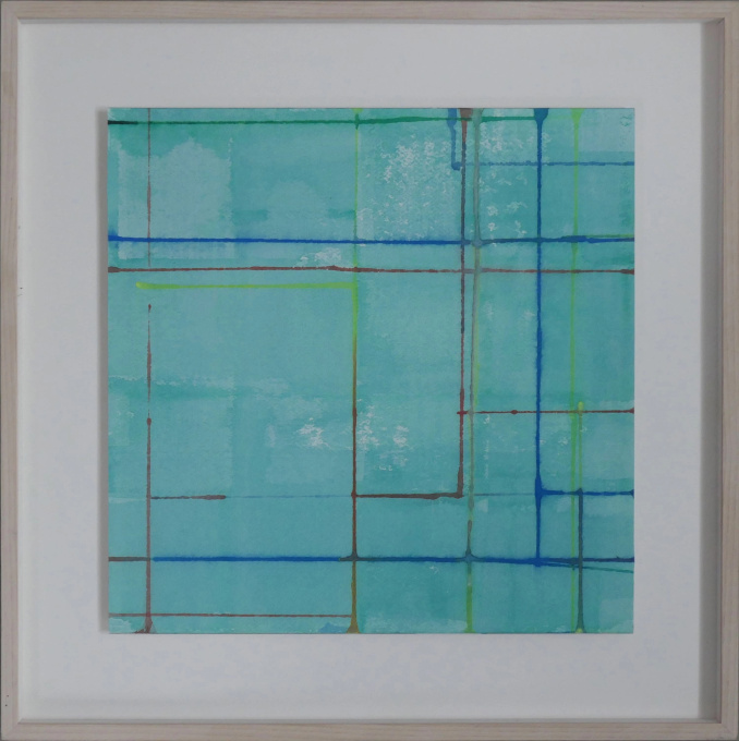 Compositie op blauwgroen fond by Eric de Nie