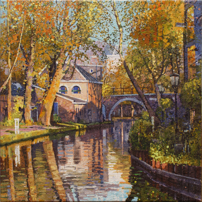 Oudegracht met Vollersbrug - In Stock  by Willem van der Hofstede