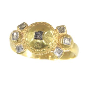 17th Century Antique Baroque diamond gold ring by Artiste Inconnu