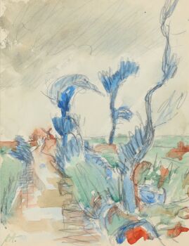 Sloot die op een winderige dag naar een windmolen leidt by Jan Altink