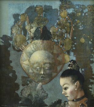 Dame met masker by Wout Muller