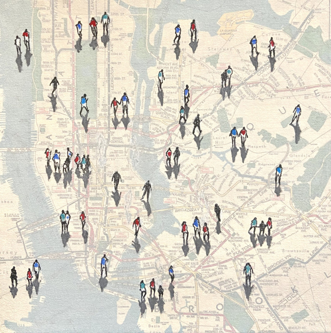 Shadows on NY subway map by Eline de Jonge