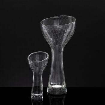 A set of both sizes crystal art-object, model 3520 – Iittala Finland by Tapio Wirkkala
