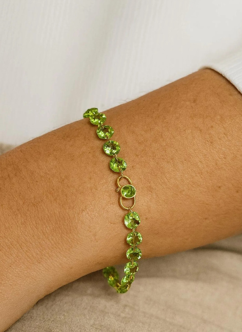 Peridot 14K Yellow Gold Bracelet by Artista Sconosciuto