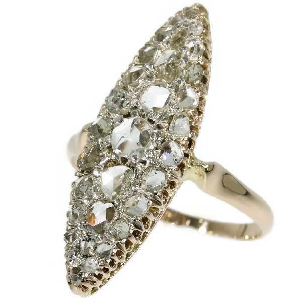Antique rose cut diamond marquise-shaped ring by Unbekannter Künstler
