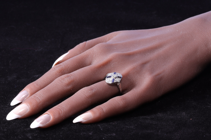 Vintage 1930's diamond and sapphire engagement ring by Artiste Inconnu