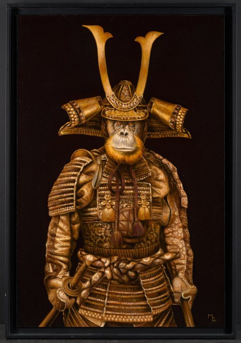 Samurai Tokugawa, Oil on Canvas, 66 x 87 cm, Framed, Signed Marc Le Rest and Dated 2019 by Artista Sconosciuto