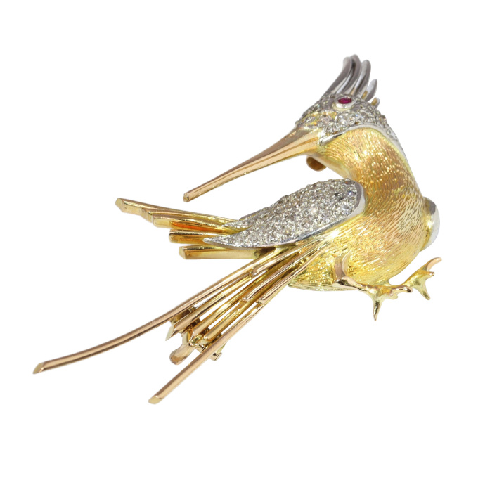 Vintage Fifties Hummingbird Brooch, A Whimsical Mid-Century Flight by Artista Desconocido