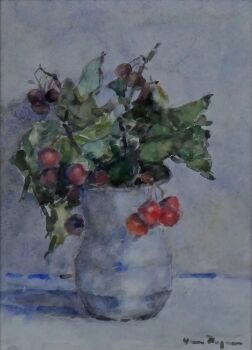 Bessentakjes in een witte vaas by Herman Bogman jr.