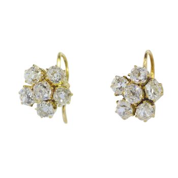 Vintage antique diamond earstuds with old mine brilliant cut diamonds by Artista Sconosciuto