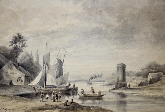 Rivierlandschap by Jan Lutgens
