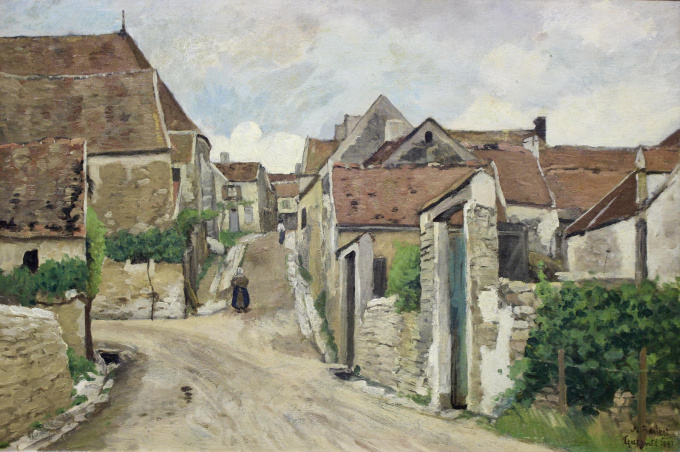 Gezicht op Rue de la Côte in Guernes by Nicolaas Bastert