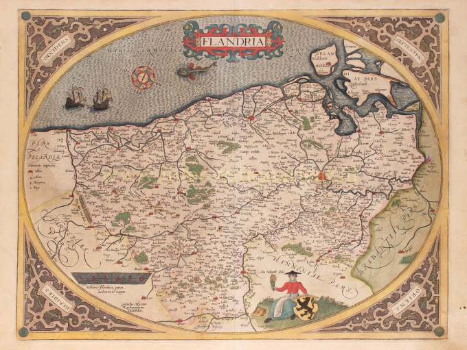 Antieke kaart van Flandria/ Vlaanderen by Abraham Ortelius