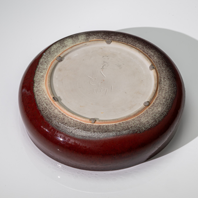 A unique glazed stoneware deep dish – Gustavsberg Sweden by Stig Lindberg