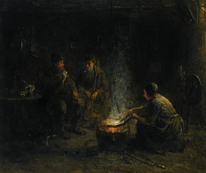 PREPARING THE MEAL by Jozef Israels