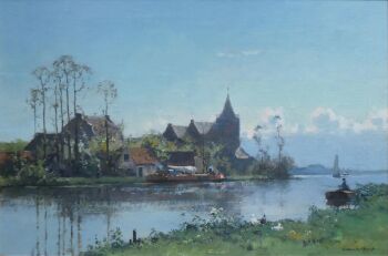 Dorpje aan het water by Cornelis Vreedenburgh
