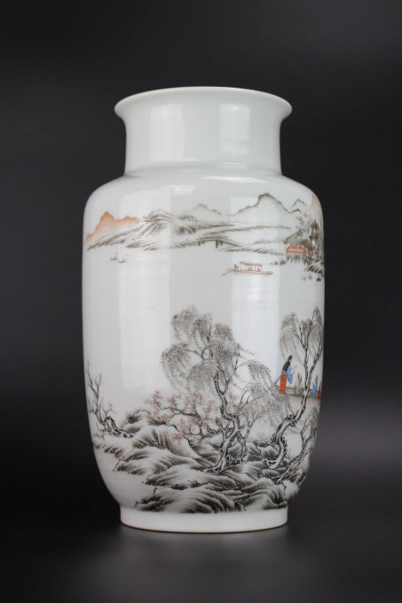 A ‘river landscape’ vase, Hongxian mark and possibly of the period or Republic period by Onbekende Kunstenaar