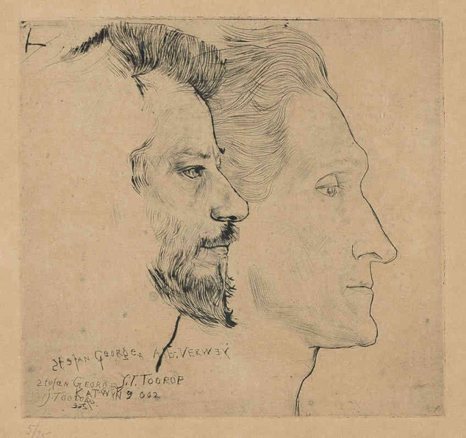 Portret van Stefan George en Albert Verwey by Jan Toorop