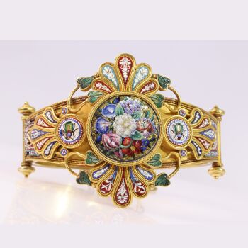 Exquisite 19th-Century Micromosaic Parure – A Testament to Italian Goldsmithing by Menichini Gioiellieri