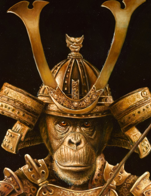 Samurai Tokugawa, Oil on Canvas, 66 x 87 cm, Framed, Signed Marc Le Rest and Dated 2019 by Artista Sconosciuto