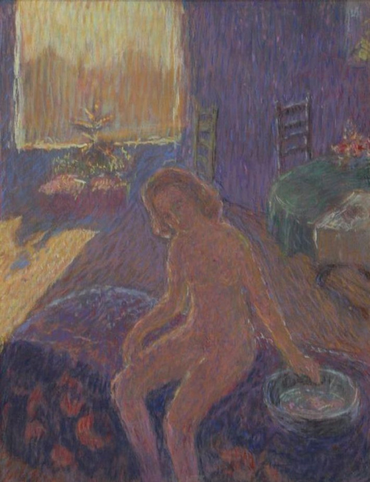 Vrouw met waskom in kamer by J.Ph.L. Petri