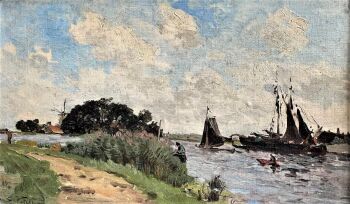 Landschap nabij Dordrecht by Edmond Marie Petitjean