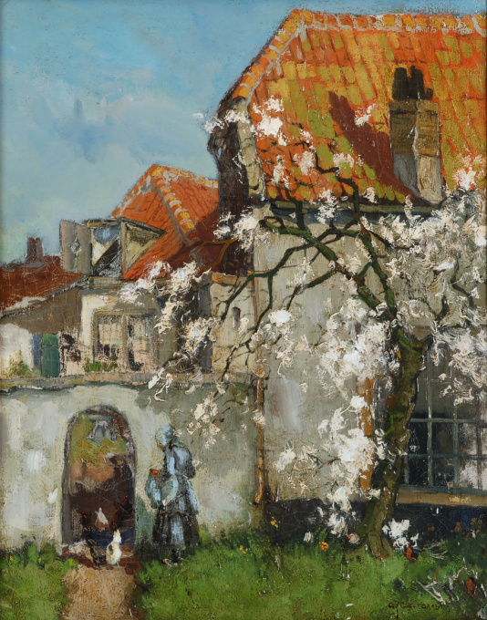 Chickens by the gate by GERARDUS JOHANNES DELFGAAUW