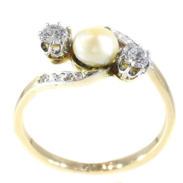 Vintage Belle Epoque diamond and pearl ring by Unknown artist