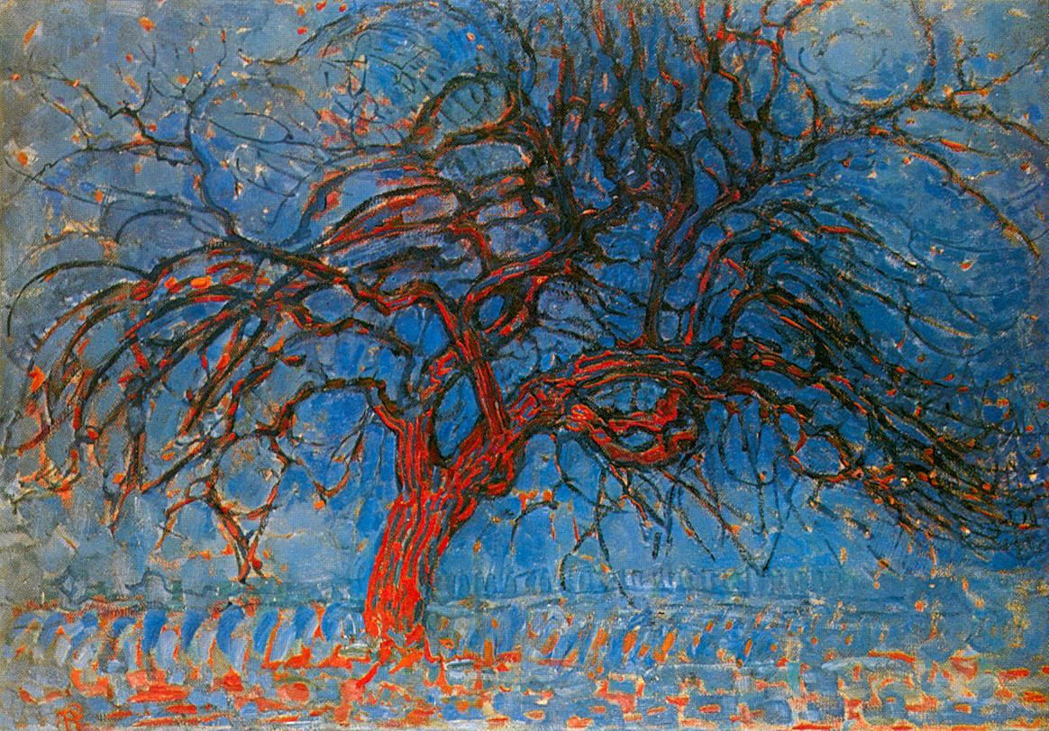 Pittura a olio astratta Piet Mondrian, L'albero rosso del 1908