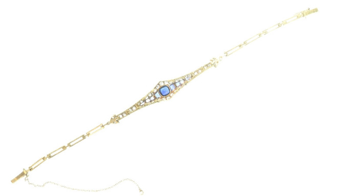 Belle Epoque gold and platinum bracelet with diamonds and sapphires by Artiste Inconnu