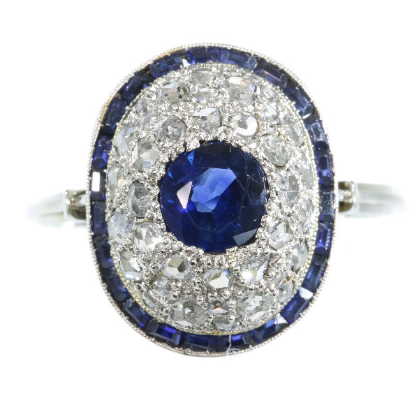 Vintage Art Deco diamond and sapphire engagement ring by Artiste Inconnu