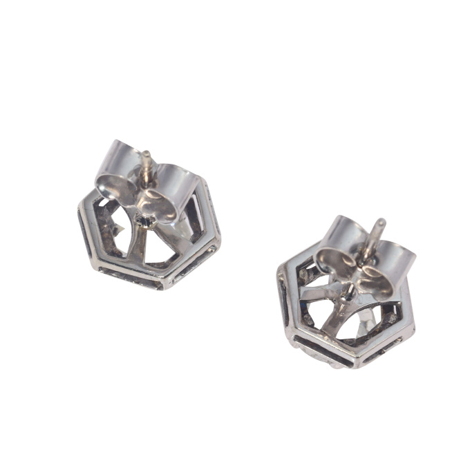 Vintage Art Deco large rose cut diamond earstuds by Unbekannter Künstler