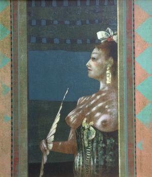 Vrouw met waaier  by Wout Muller