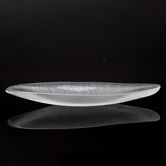 A very rare largest size comb-cut crystal Art object ‘Sulka’ (feather), model 3369 – Iittala Finland by Tapio Wirkkala