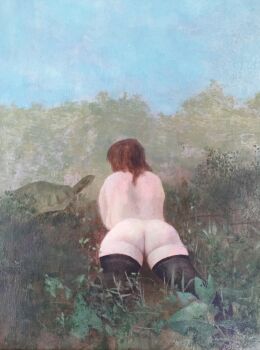 Vrouw met schildpad  by Wout Muller