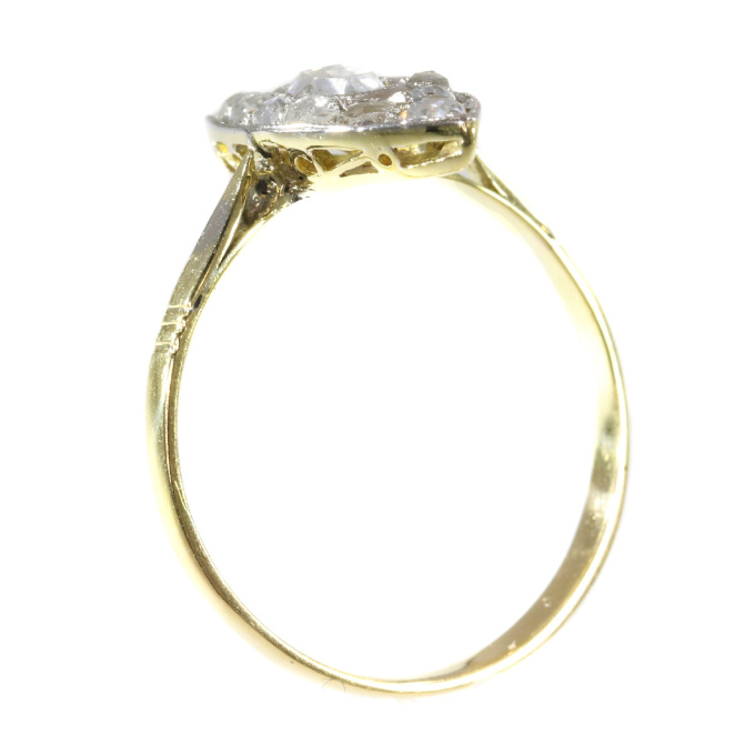 Vintage Art Deco navette or boat shaped ring with rose cut diamonds by Artista Desconhecido