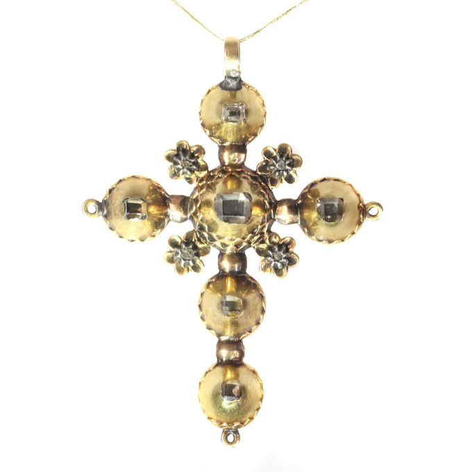 Antique Georgian gold diamond cross with old mine brilliant cut diamonds by Unbekannter Künstler