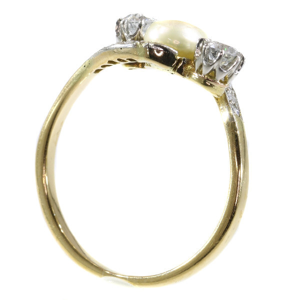Vintage Belle Epoque diamond and pearl ring by Unknown artist