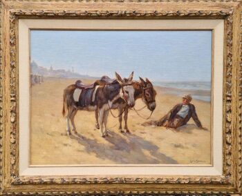 Ezels op het Scheveningse strand by Louis Soonius